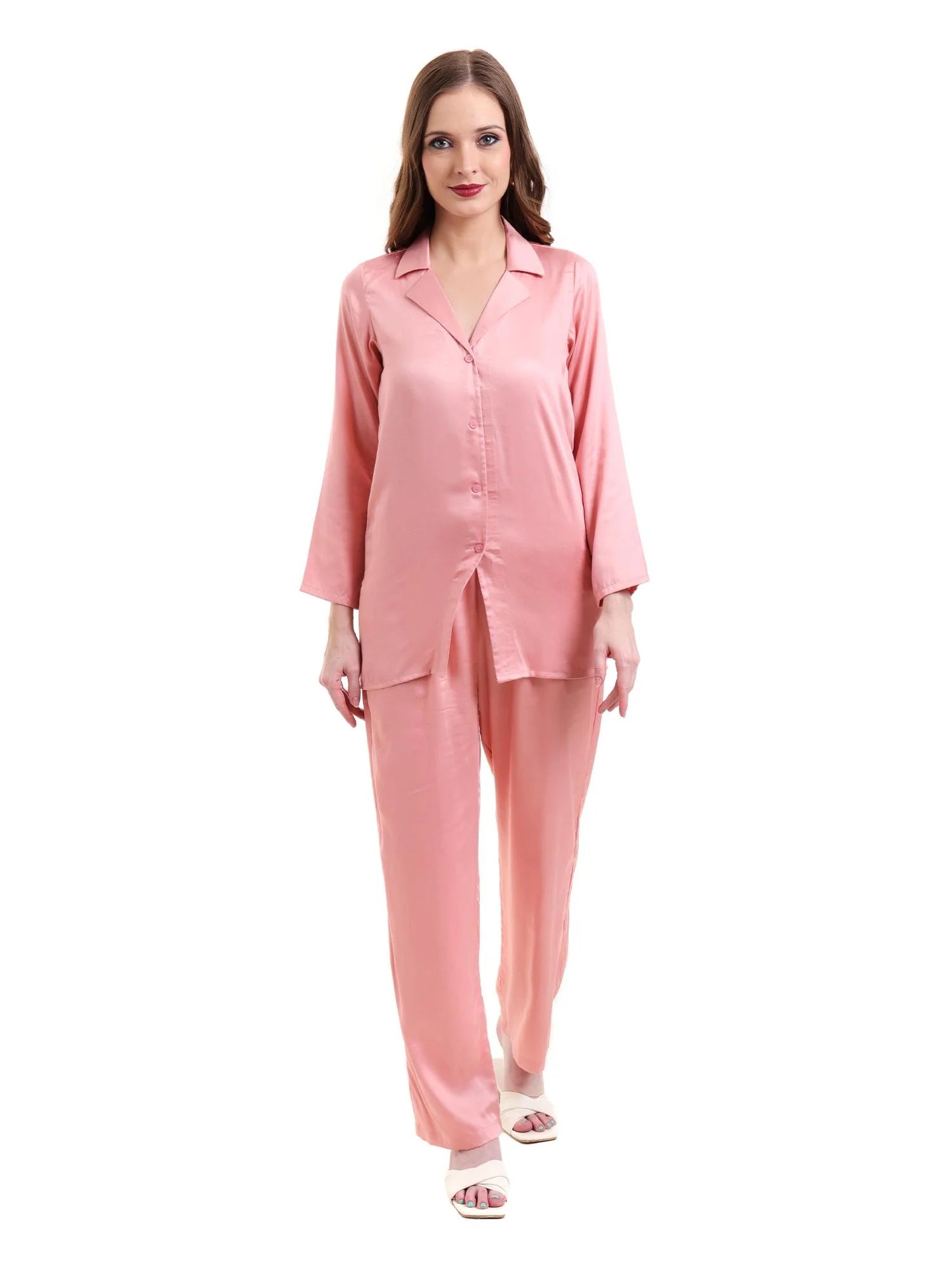 Satin Pink Night Suit