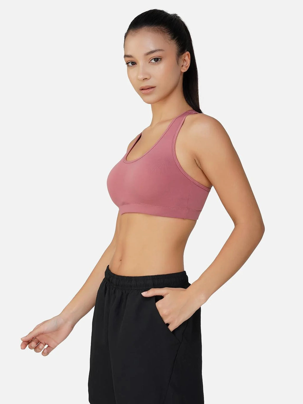 INGRID Sports Bra 002 - Turkish Rose | Light Padded | Removable Pads | Seamless | Non Wired