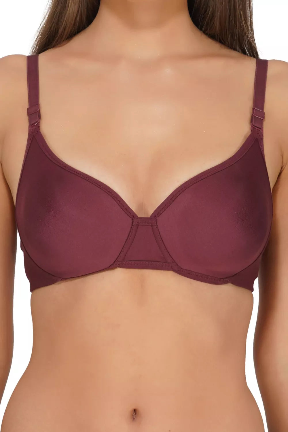 INGRID Padded Bra - Wine | Organic Cotton Pads | Lightly Padded | Seamless | Non Wired