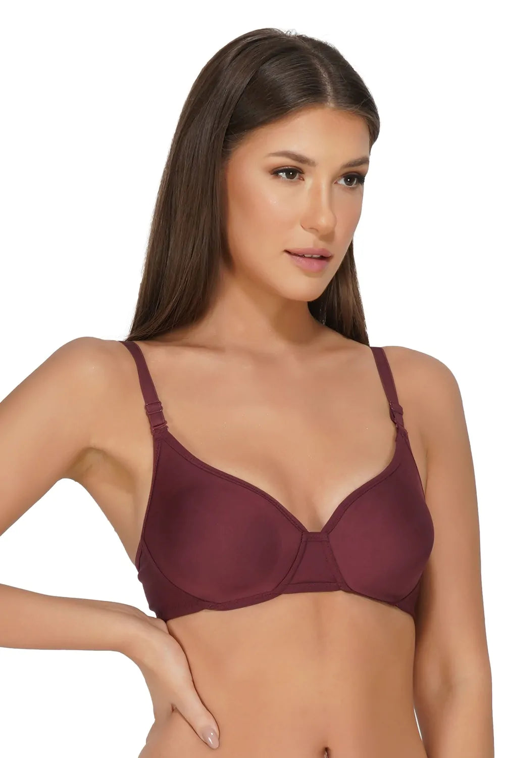 INGRID Padded Bra - Wine | Organic Cotton Pads | Lightly Padded | Seamless | Non Wired